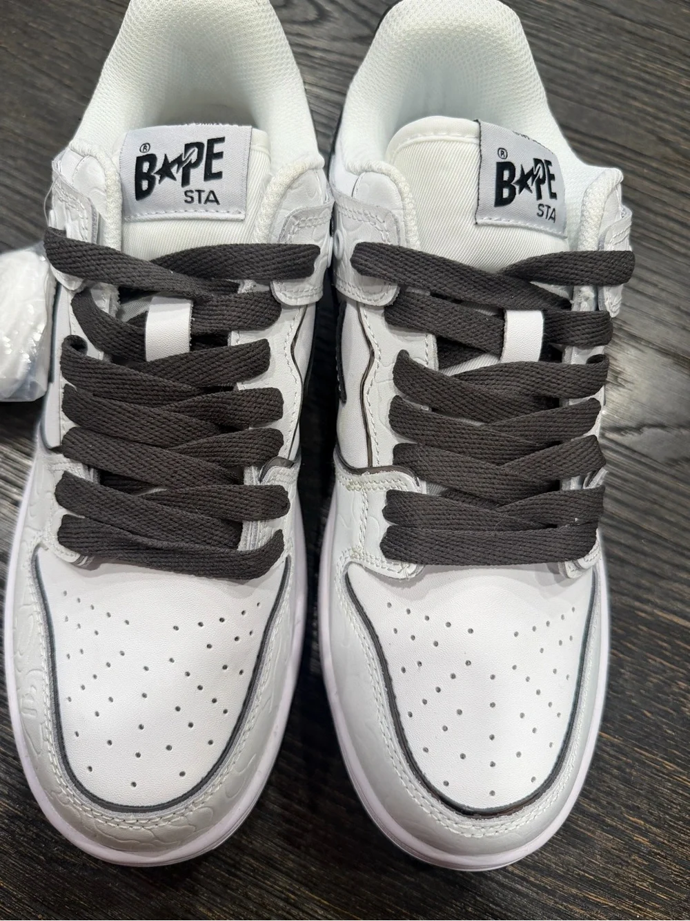 Size 9- A Bathing Ape Sk8 Sta White Metallic Silver BAPE SB